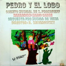 Discos de vinilo: PEDRO Y EL LOBO, CUENTO MUSICAL DE S. PROKOFIEFF - NARRACIÓN MARIO CABRE - ARIOLA EURODISC 1978. Lote 154040302