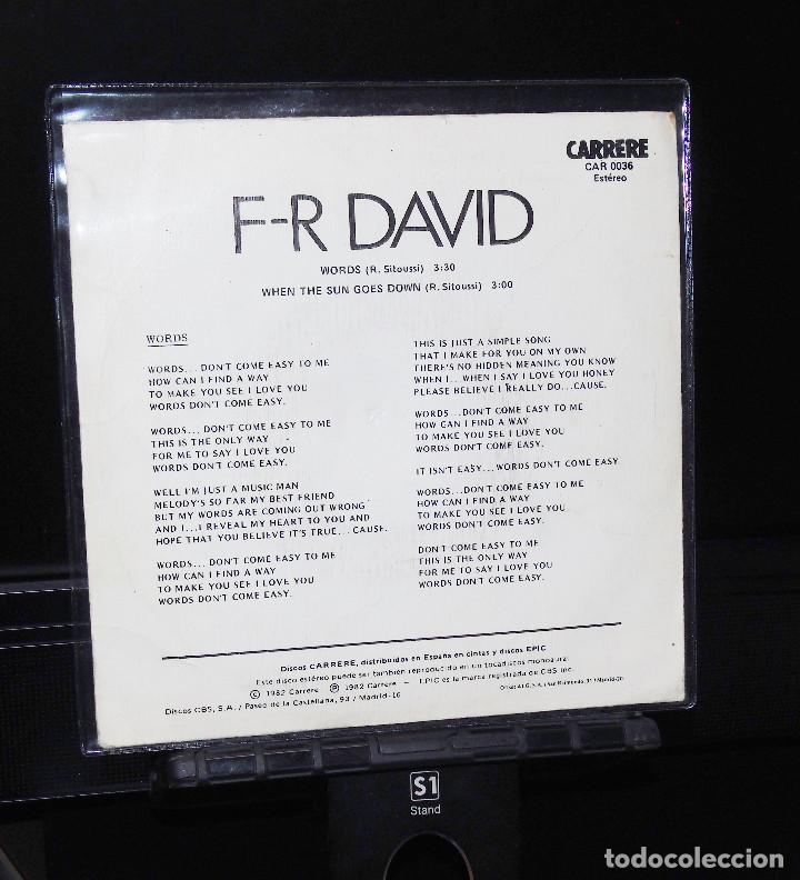 Discos de vinilo: F.R.DAVID -----WORDS & WHEN THE SUN GOES DOWN ----- DISCOTEQUE-----MINT M - Foto 4