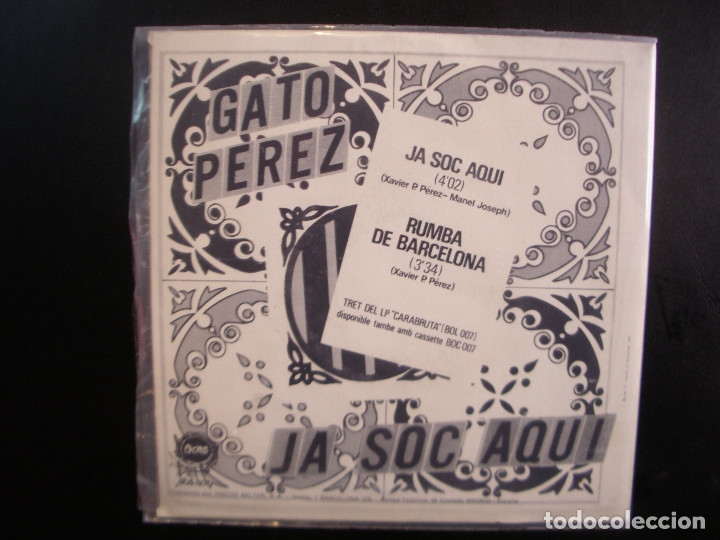 Discos de vinilo: GATO PEREZ- JA SOC AQUI. SINGLE. - Foto 2