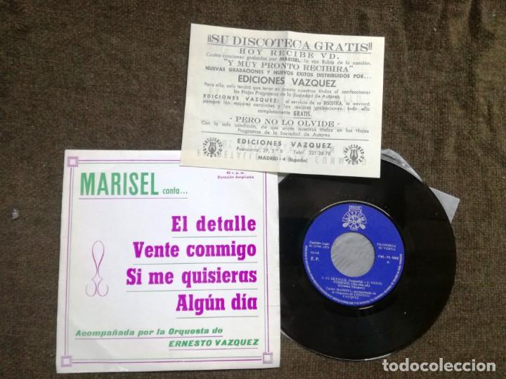 Discos de vinilo: MARISEL CANTA, EDICIONES VAZQUEZ.EL DETALLE VENTE CONMIGO - Foto 2