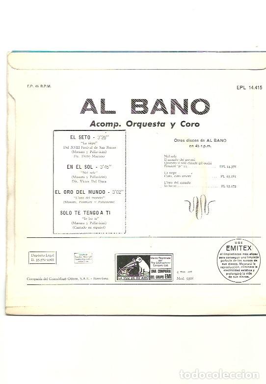 Discos de vinilo: AL BANO. El seto... (vinilo ep 1968) - Foto 2