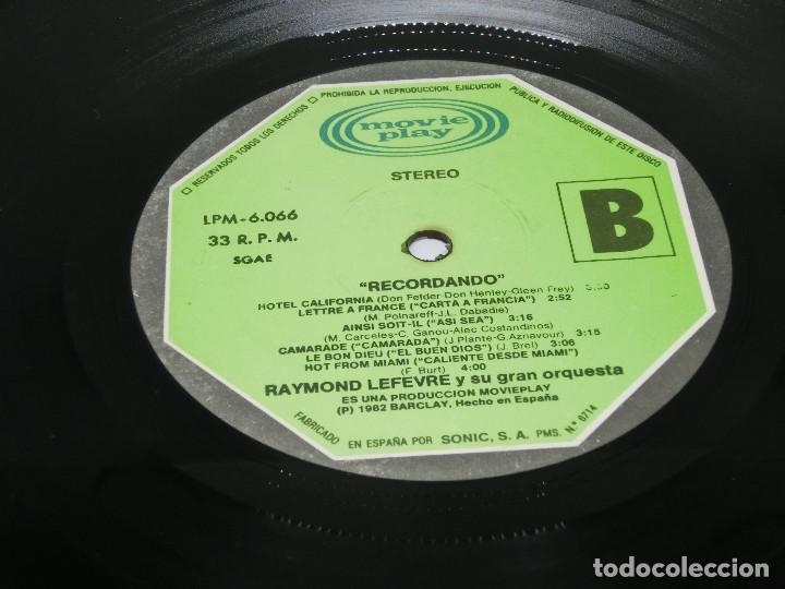 Discos de vinilo: LP - RECORDANDO -RAYMOND LEFEVRE Y SU ORQUESTA - 1982 - Foto 4