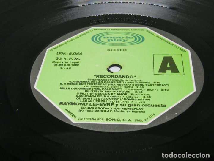 Discos de vinilo: LP - RECORDANDO -RAYMOND LEFEVRE Y SU ORQUESTA - 1982 - Foto 6