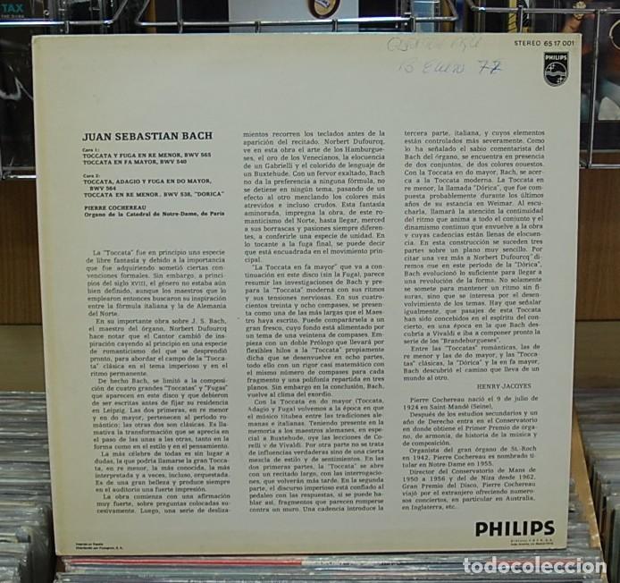 Discos de vinilo: J. S. Bach, tocata ... , Pierre Cochereau. LP - Foto 2
