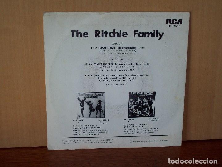 Discos de vinilo: THE  RITCHIE  FAMILY  -   BAD  REPUTATION  -   SINGLE - Foto 2
