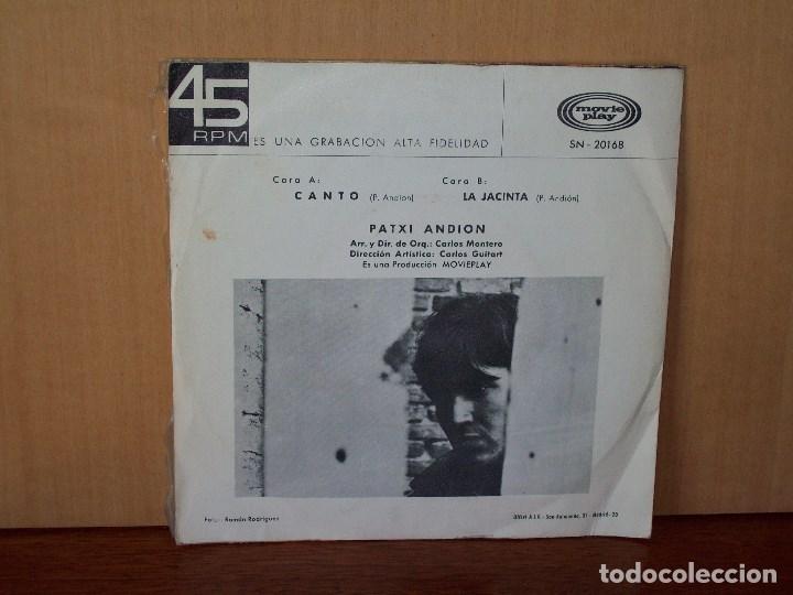 Discos de vinilo: PATXI ANDION - CANTO - LA JACINTA - SINGLE - Foto 2