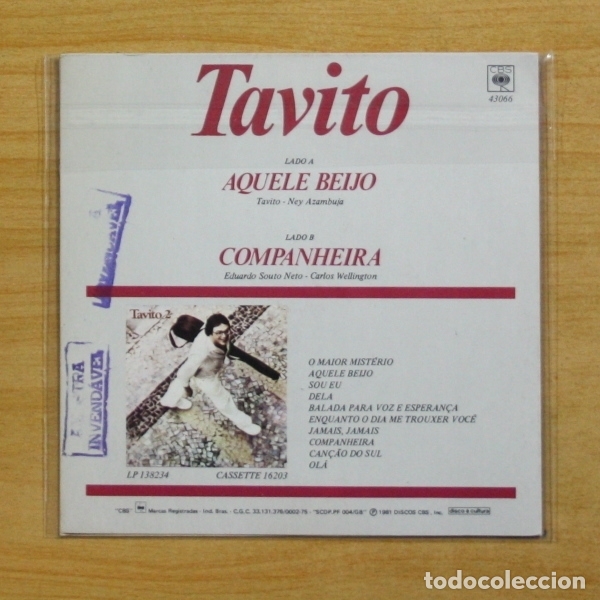 Discos de vinilo: TAVITO - AQUELE BEIJO - SINGLE - Foto 2