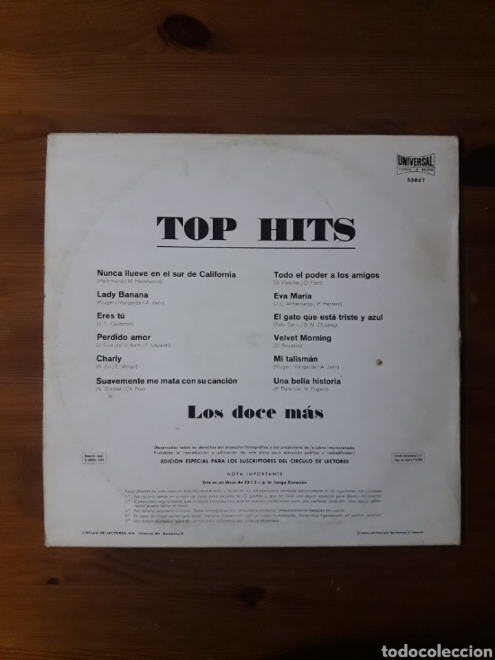 Discos de vinilo: TOP HITS LOS DOCE MAS Varios - Foto 3