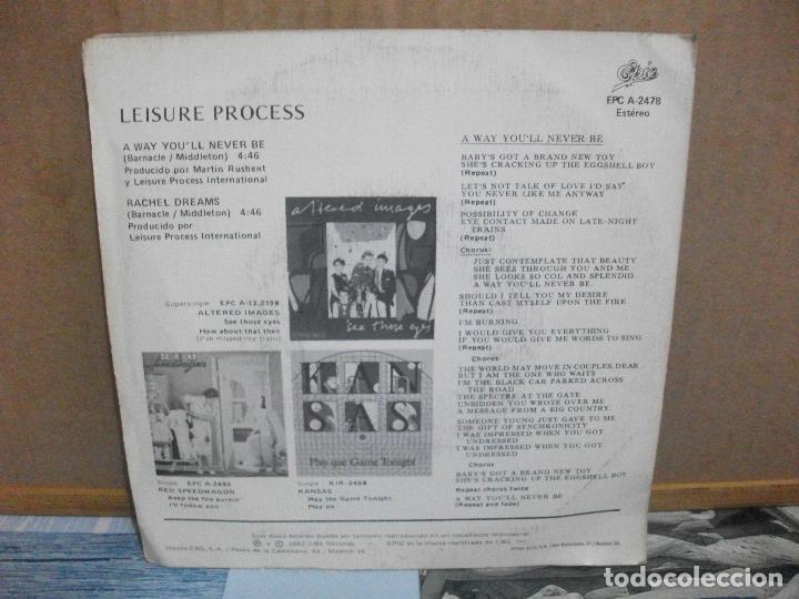 Discos de vinilo: LEISURE PROCESS, A WAY YOULL NEVER BE (CBS 1982) SINGLE ESPA&Ntilde;A - Foto 2