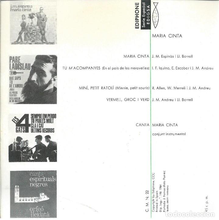 Discos de vinilo: MARIA CINTA, TU MACOMPANYES. EDIGSA 1964 - Foto 2