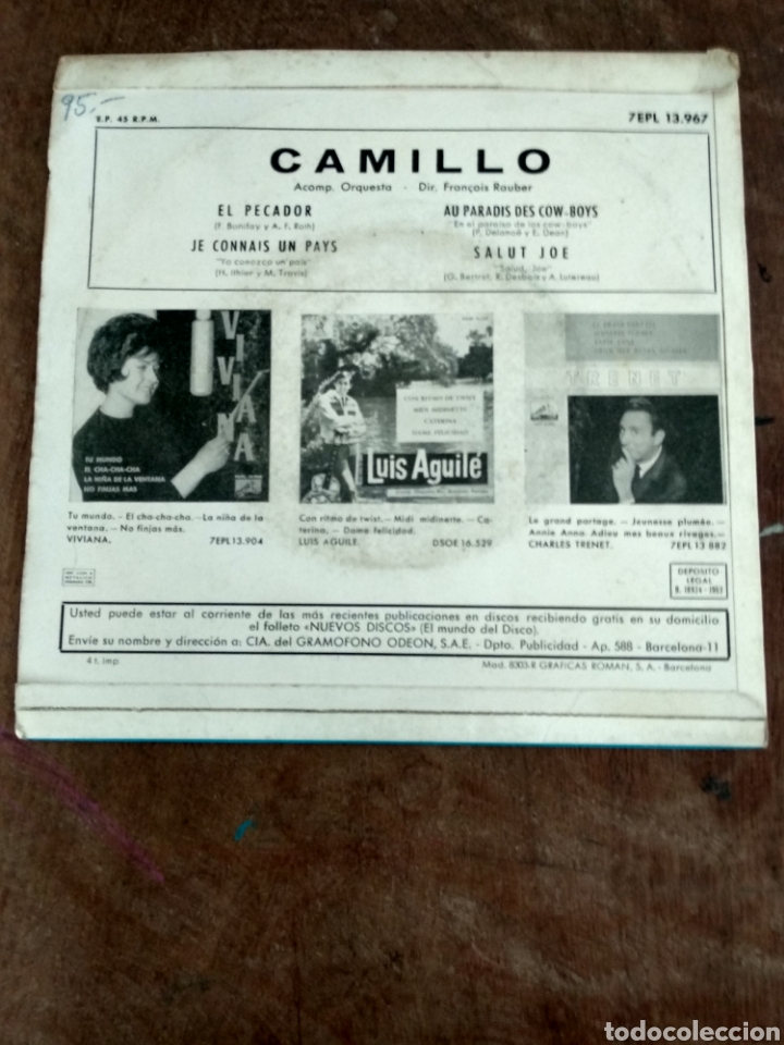 Discos de vinilo: CAMILLO, EL PECADOR + 3 TEMAS - Foto 2