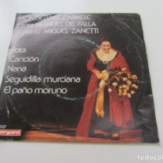 Disques de vinyle: MONTSERRAT CABALLÉ - CANTA MANUEL DE FALLA - AL PIANO MIGUEL ZANETTI - EP VERGARA 1975 VSD09. Lote 157887790