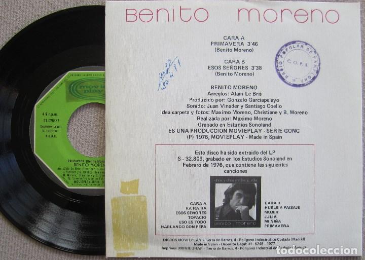 Discos de vinilo: BENITO MORENO: PRIMAVERA / ESOS SE&Ntilde;ORES - Foto 2