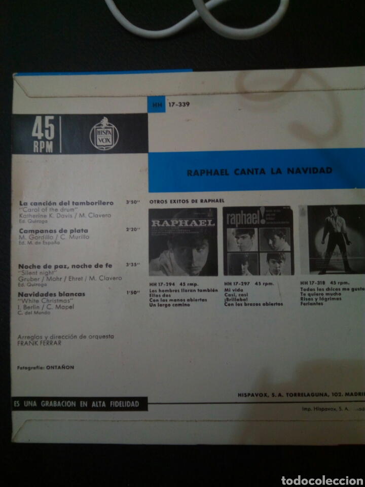 Discos de vinilo: RAPHAEL CANTA LA NAVIDAD el tamborilero - Foto 2