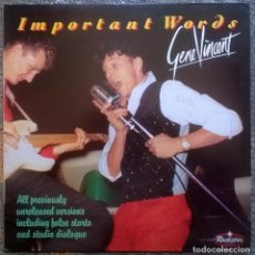 Discos de vinilo: GENE VINCENT. IMPORTANT WORDS. ROCKSTAR, UK 1989 LP (RSR-LP 1020)