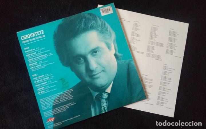 Discos de vinilo: LP CHIQUETETE, TORERO DE LAS ESTRELLAS, 1992 - Foto 2