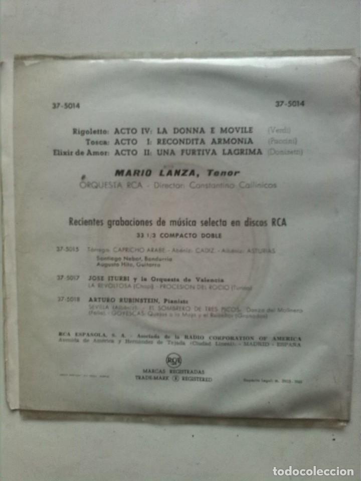 Discos de vinilo: MARIO LANZA TENOR ORQUESTA RCA COMPACT 33 DOUBLE - Foto 2