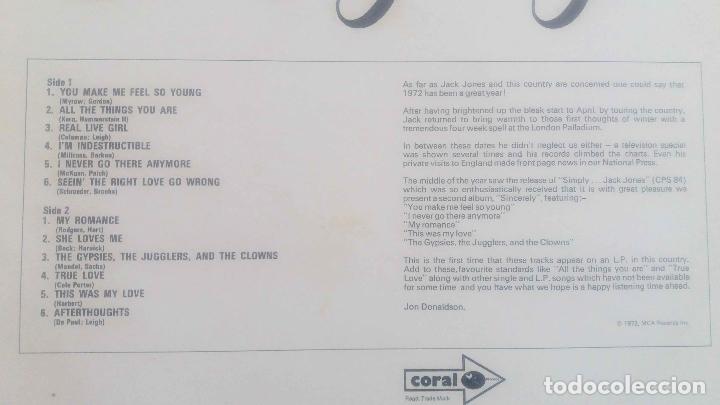 Discos de vinilo: JACK JONES. SINCERELY. LP ORIGINAL UK - Foto 2