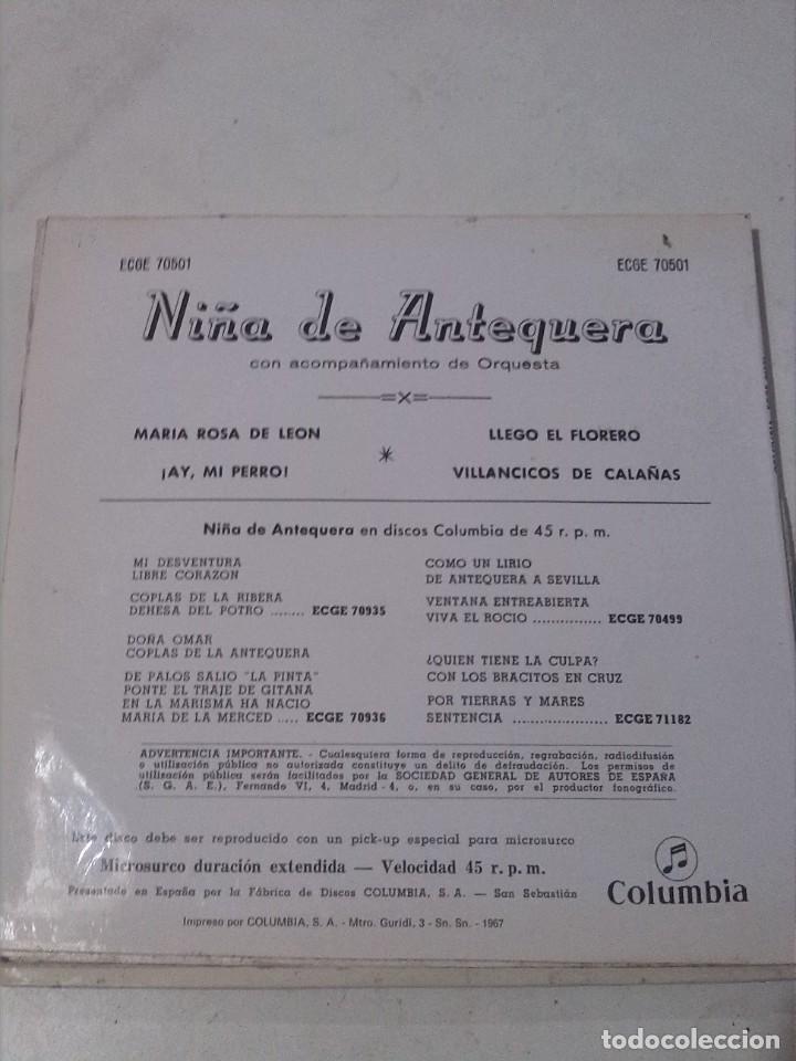 Discos de vinilo: NI&Ntilde;A DE ANTEQUERA CON ACOMPA&Ntilde;AMIENTO DE ORQUESTA - Foto 2