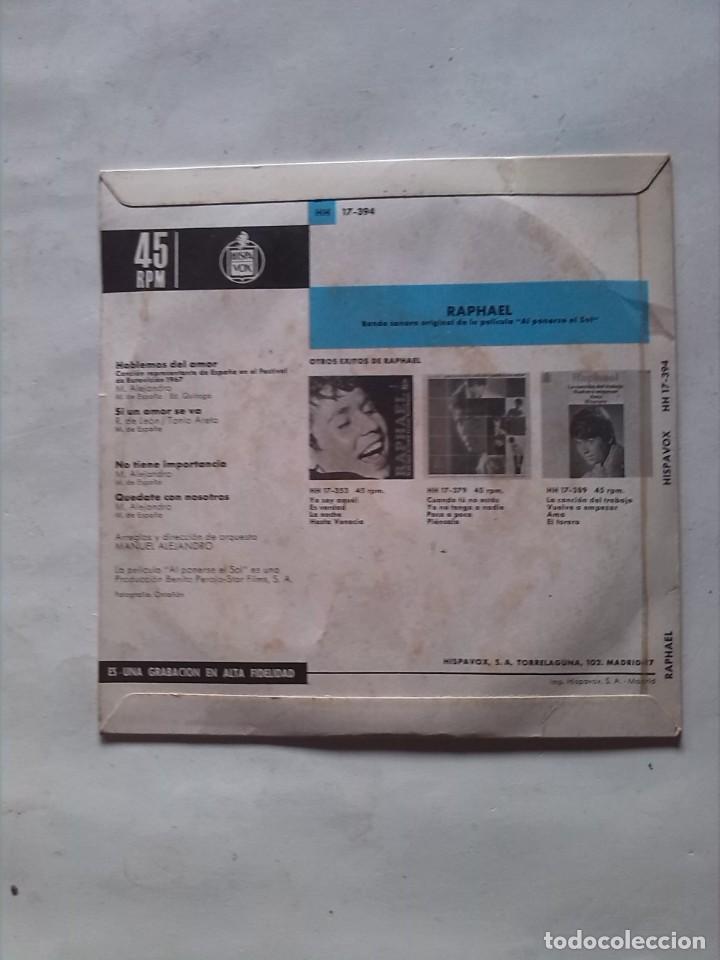 Discos de vinilo: RAPHAEL EUROVISION 67 HABLEMOS DEL AMOR 1967 EP - Foto 2