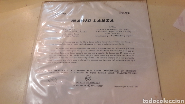Discos de vinilo: 1961 Mario Lanza - Foto 2