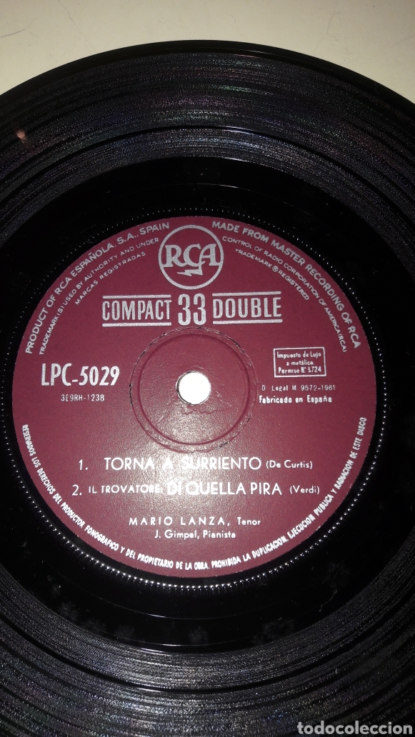 Discos de vinilo: 1961 Mario Lanza - Foto 3
