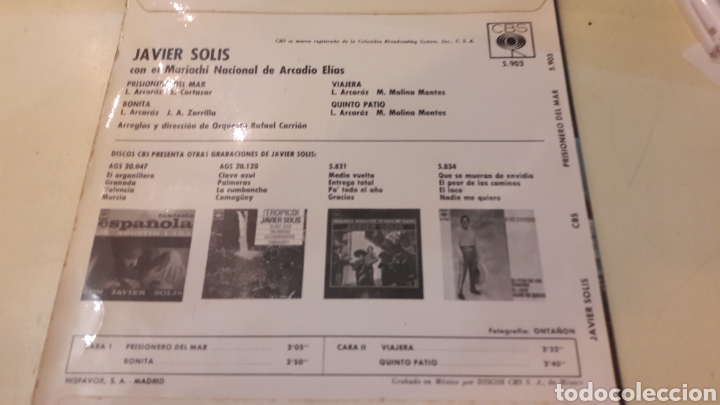 Discos de vinilo: Javier Sol&iacute;s mariachi Arcadio El&iacute;as - Foto 2