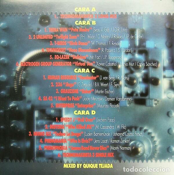 Discos de vinilo: QUIQUE TEJADA TECHNOMAKINITA 3.BASIC MIX.1992.SPAIN. - Foto 2