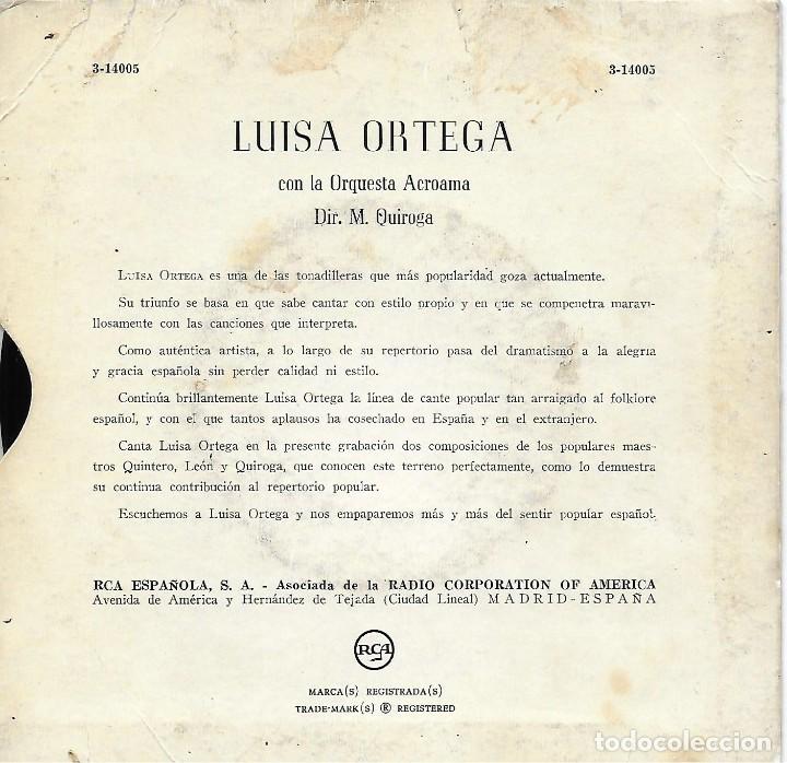 Discos de vinilo: LUISA ORTEGA. 2 VINILOS 45 RPM. - Foto 2