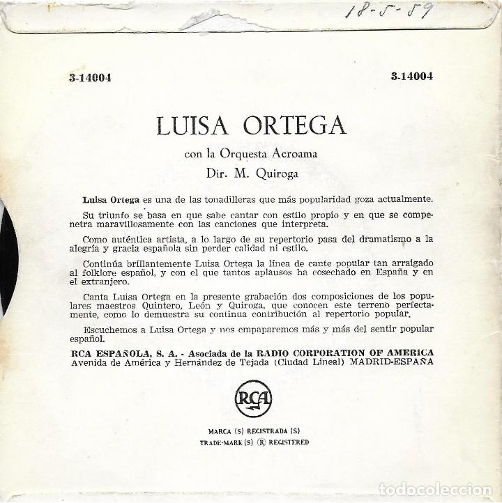 Discos de vinilo: LUISA ORTEGA. 2 VINILOS 45 RPM. - Foto 4