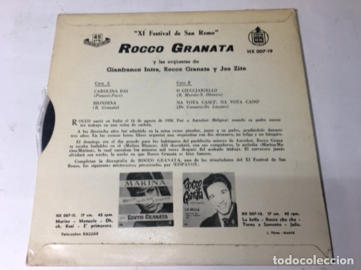 Discos de vinilo: Antiguo single ep original años 50/60 Rocco Granata XI Festival de San remo años 60 - Foto 3 - 161235394