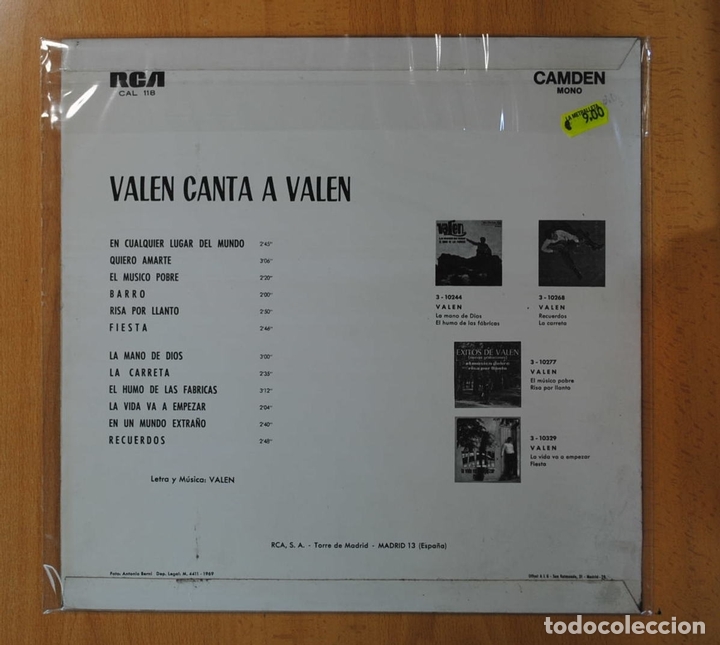 Discos de vinilo: VALEN - VALEN CANTA A VALEN - LP - Foto 2