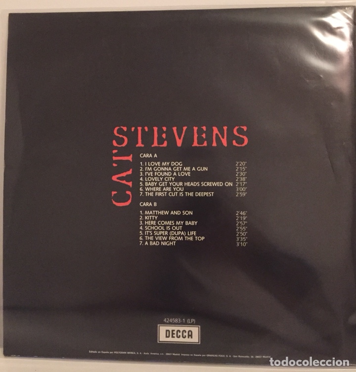 Discos de vinilo: CAT STEVENS-/LP 1982 DECCA 424583-1/ESPA&Ntilde;A - Foto 3