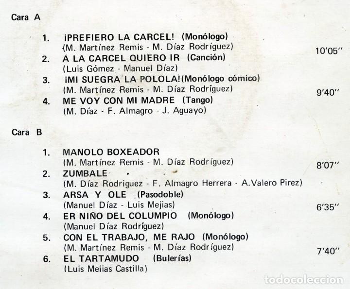 Discos de vinilo: MANOLITO D&Iacute;AZ. Arsa y ol&eacute;. - Foto 2