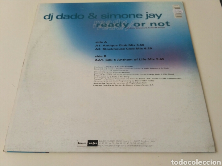 Discos de vinilo: DJ Dado & Simone Jay - Ready Or Not - Foto 2