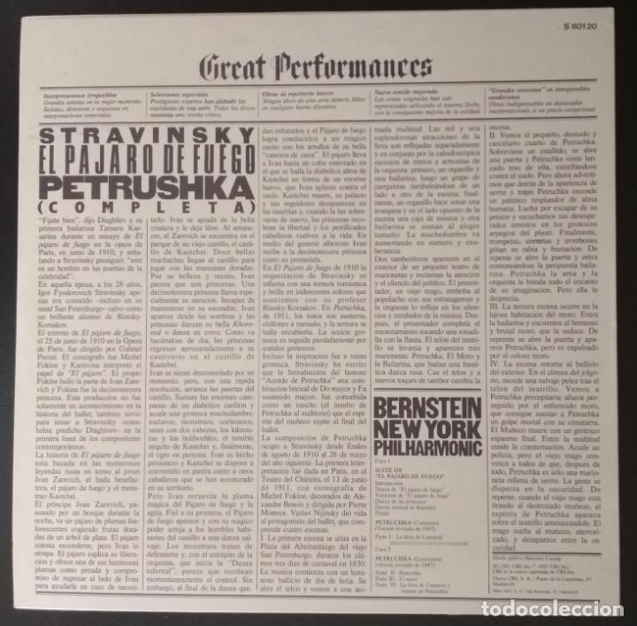 Discos de vinilo: Stravinsky . El p&aacute;jaro de fuego - Bernstein - Impecable! - Foto 2
