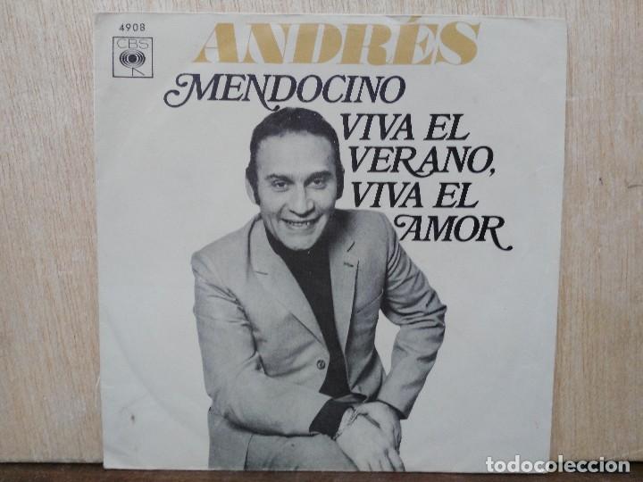 Disques de vinyle: Andr&eacute;s Mendocino - Viva el Verano, Viva el Amor, Mendocino - Single del Sello CBS 1970