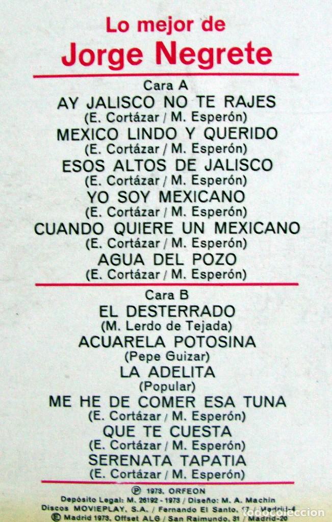 Discos de vinilo: Lo mejor de JORGE NEGRETE. - Foto 2