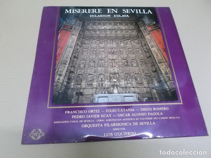 Discos de vinilo: ORQUESTA FILARMONICA DE SEVILLA (LP) MISERERE EN SEVILLA (HILARION ESLAVA) A&Ntilde;O &ndash; 1988 &ndash; DISCO DOBLE
