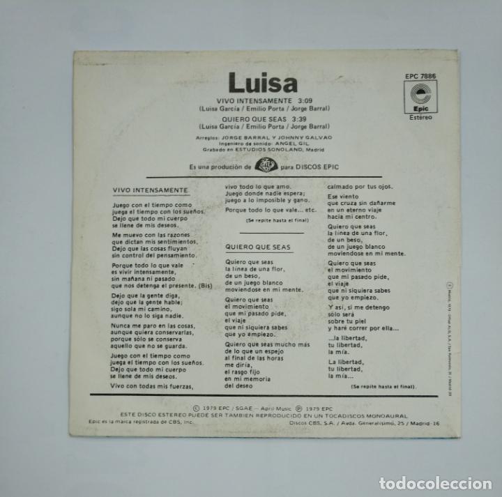 Discos de vinilo: LUISA. - VIVO INTENSAMENTE. SINGLE. TDKDS13 - Foto 2