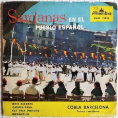 Discos de vinilo: COBLA BARCELONA, JOSÉ ROURA - SARDANAS EN EL PUEBLO ESPAÑOL - EP ALHAMBRA SPAIN 1959 - SOLO PORTADA. Lote 400251524