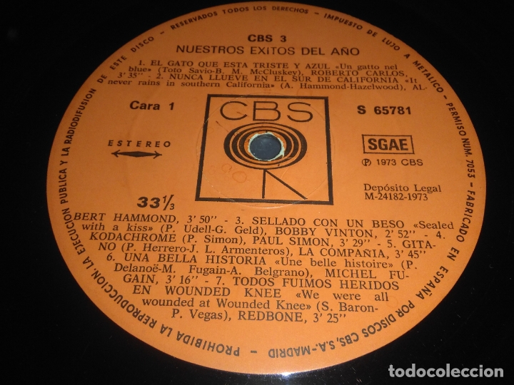Discos de vinilo: disco vinilo lp CBS 3 Nuestros &eacute;xitos del a&ntilde;o 1973 - Foto 5