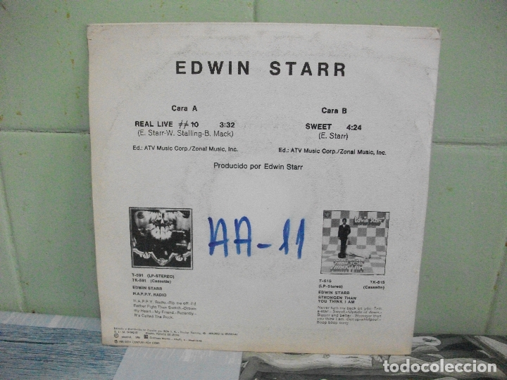 Discos de vinilo: EDWIN STARR  REAL LIVE + 1   SINGLE SPAIN 1981 PDELUXE - Foto 2