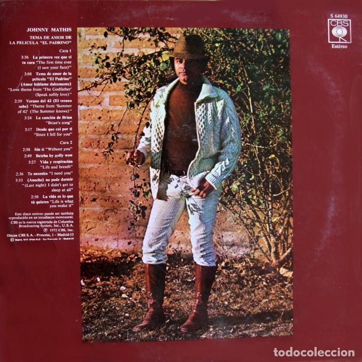 Discos de vinilo: JOHNNY MATHIS. Tema de amor de la pel&iacute;cula El Padrino. - Foto 2