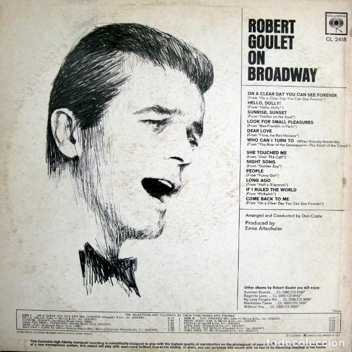 Discos de vinilo: ROBERT GOULET. On Broadway. - Foto 2