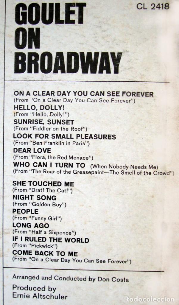 Discos de vinilo: ROBERT GOULET. On Broadway. - Foto 3