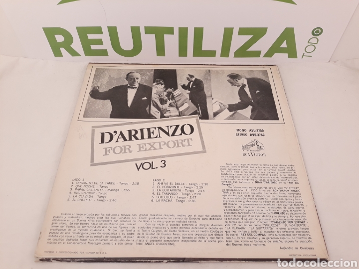 Discos de vinilo: Darienzo.For export.Vol 3.LP. - Foto 2