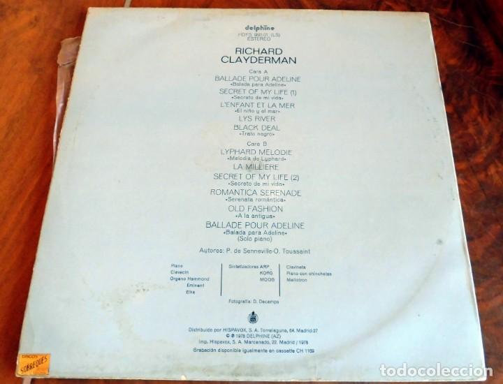 Discos de vinilo: LP - HISPAVOX - RICHARD CLAYDERMAN - BALADA PARA ADELINE - Foto 2