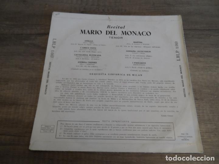 Discos de vinilo: MARIO DEL MONACO - ARIAS DE OPERA (7 PULGADAS) - Foto 2