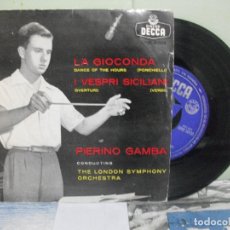 Discos de vinilo: PIERINO GAMBA - LONDON S.ORCHESTRA LA GIOCONDA SINGLE SPAIN PDELUXE. Lote 165532774